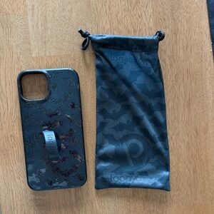 Loopy Case Black Glitter Bat iPhone Grip Case with Pouch